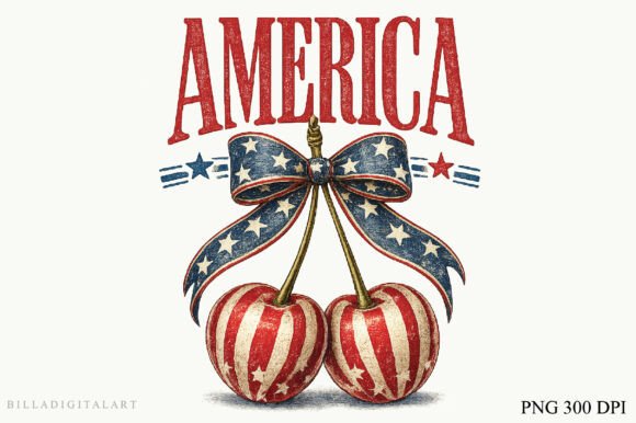 4th of July America Cherry Coquette Bow Design