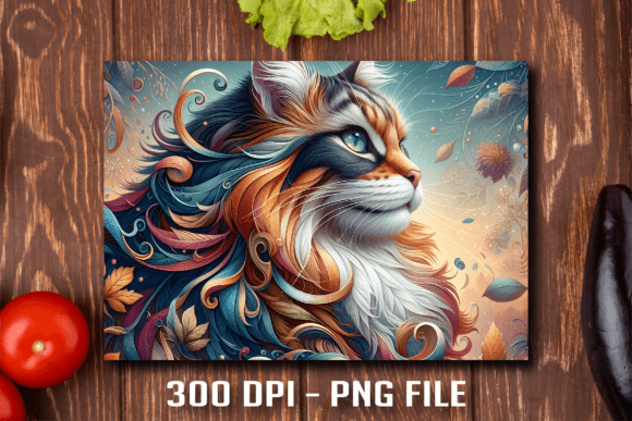 Abstract Maine Coon Art: A Premium Cutting Board Sublimation Design