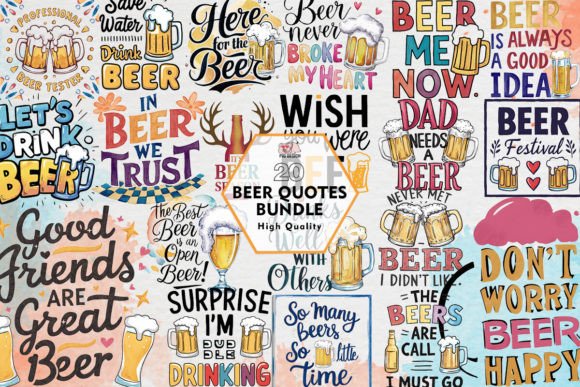 Beer Quotes Bundle: Sublimation Clipart for Designers