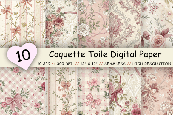 Coquette Toile Digital Paper Pack: A Designer's Floral Toolkit