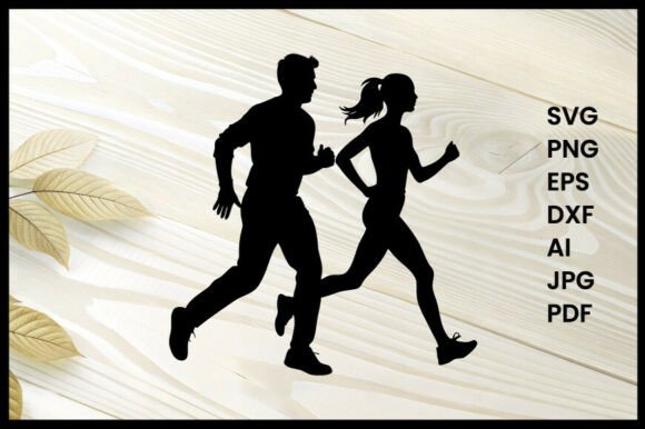 Couple Jogging Together Silhouette: A Dynamic Design Asset
