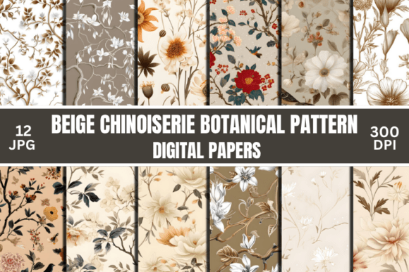 Elegant Beige Chinoiserie Botanical Pattern for Modern Design