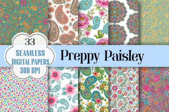 Elevate Your Designs with Preppy Paisley Digital Paper