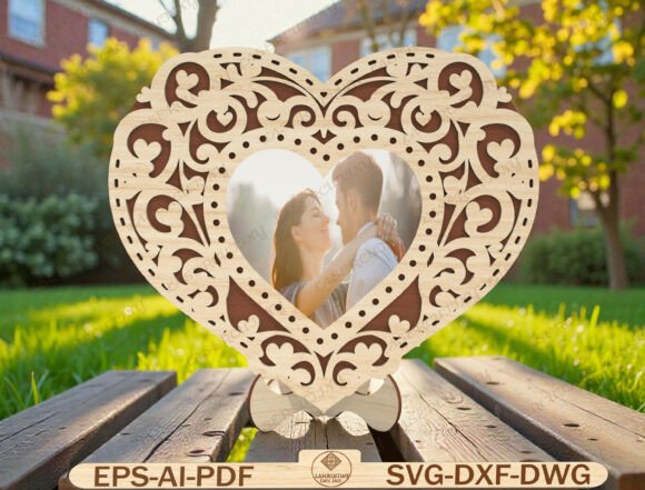 Floral Lace Heart Picture Frame Lasercut Design