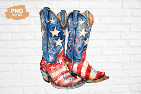 Patriotic 4th of July Cowboy Boot PNG: A Design Asset