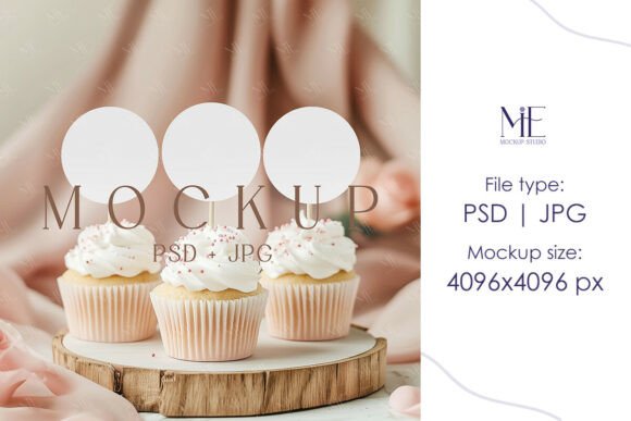 Realistic Cupcake Topper Mockups for Polished Designs