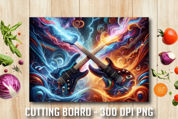 Rock Electric Guitar Duel Cutting Board Design for Creators