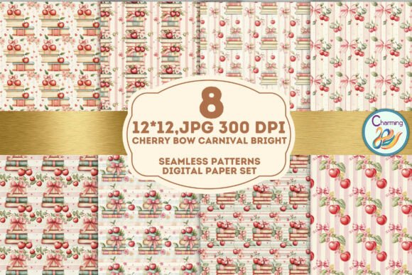Seamless Paper: Cherry Bow Book Club Design Set