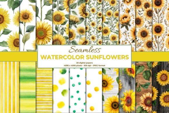 Sun-Kissed Design: Harnessing Watercolor Sunflower Digital Papers