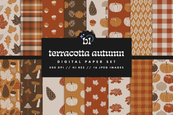 Terracotta Autumn Digital Paper: Warmth for Modern Design