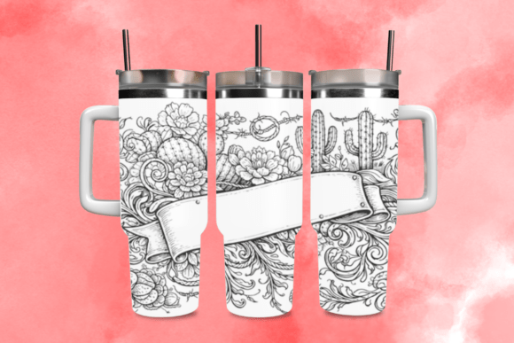 Western Succulent Scroll Tumbler Wrap: Design Meets Desert Charm