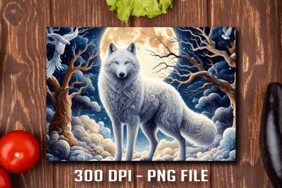 Wolf Moon Night Spirit Cutting Board: A Designer's Sublimation Asset