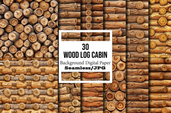 Wood Log Cabin Digital Papers: Rustic Charm for Modern Design